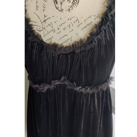 Suzi Chin Velvet Mini Dress With Silk Details Size 6 Fit & Flare Empire Waist - Picture 9 of 10